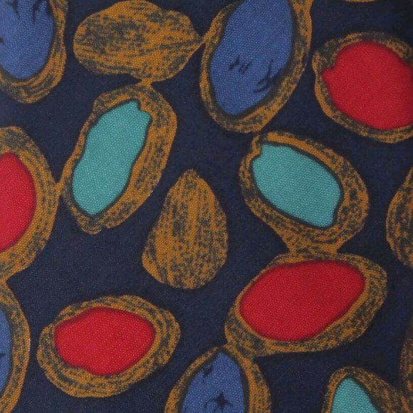 JIM THOMPSON Jem Stone Red Blue Green on Black Men's Silk Neck Tie - Picture 3 of 4